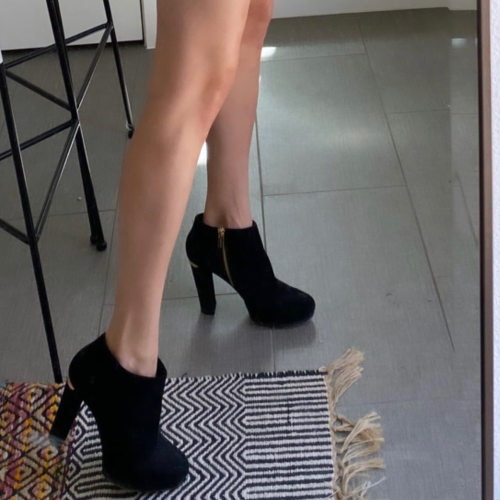 Black suede booties